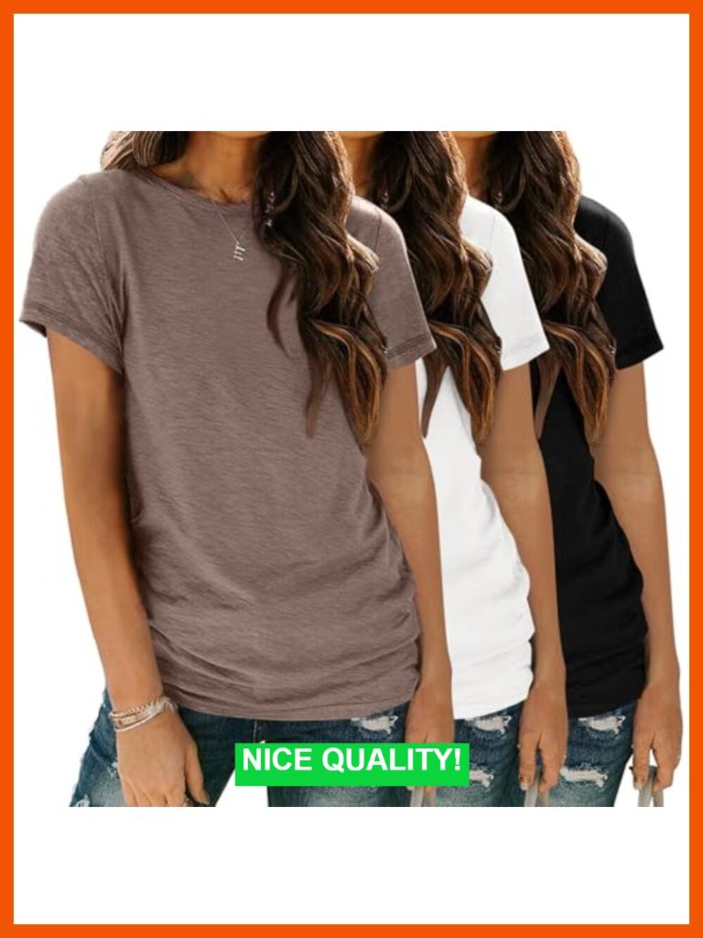3 Pack Short Sleeve Tees - Basic Crewneck Summer Tops Lightweight Workout